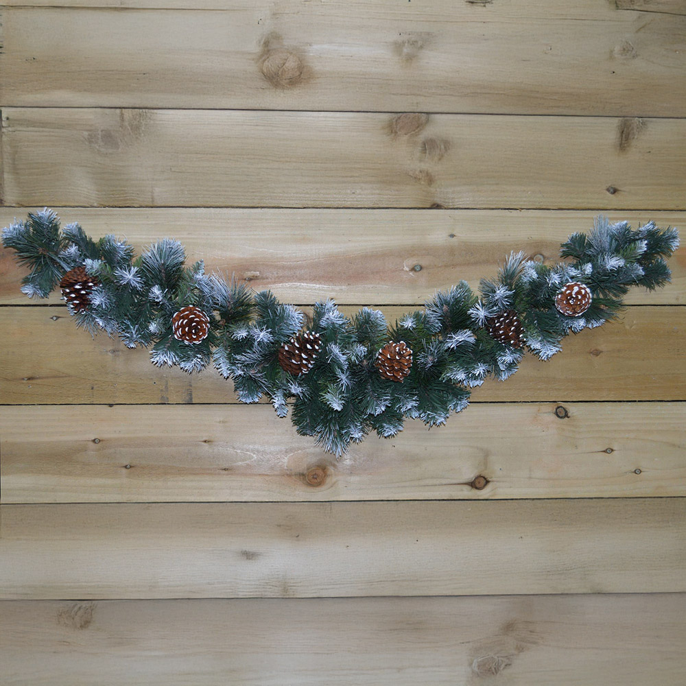 Samuel Alexander Frosted Glacier Christmas Swag with Pinecones 90cm Image 9