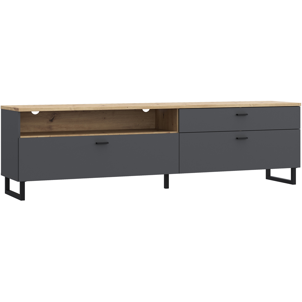 Florence Klara 2 Door Single Drawer Single Shelf Grey and Oak TV Unit Image 2