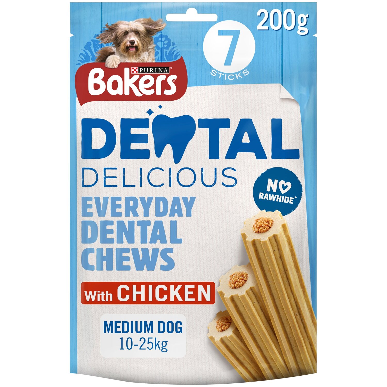 Purina Bakers Dental Delicious Chicken Chews Dog Treats 200g Image 1