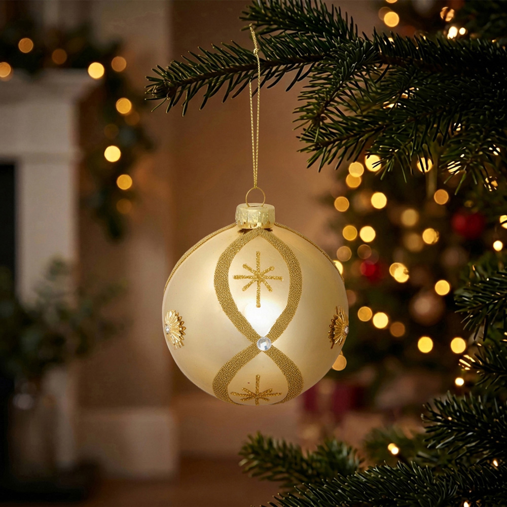 Shiny Gold Glitter Finish Bauble Image 2