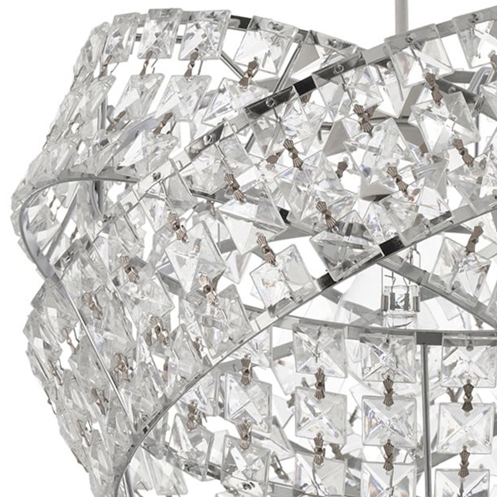 Silver Jewelled Twisted Clear Pendant Light Image 5