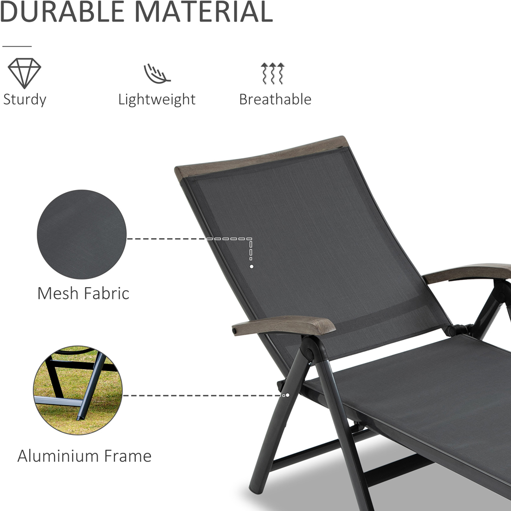 Outsunny Grey Chaise Adjustable Sun Lounger Image 6