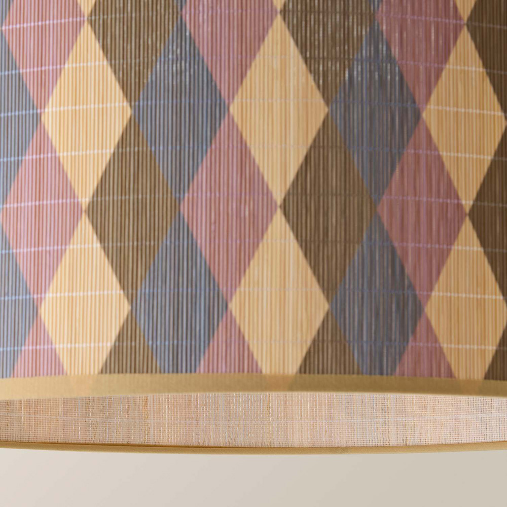 ValueLights Lori Diamond Print Bamboo Drum Easy Fit Ceiling Light Lamp Shade 45cm Image 3