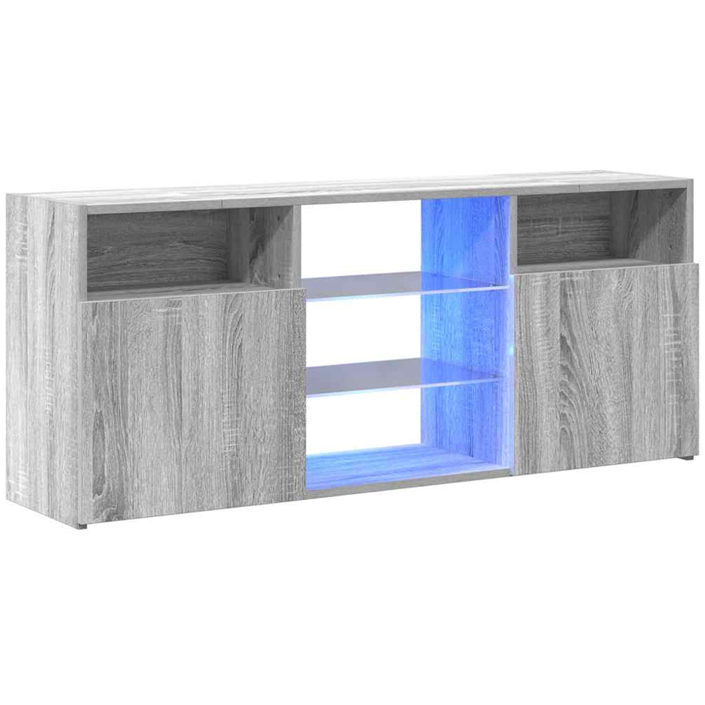 vidaXL 2 Door 5 Shelf Grey Sonoma TV Cabinet with RGB LED Lights Image 7