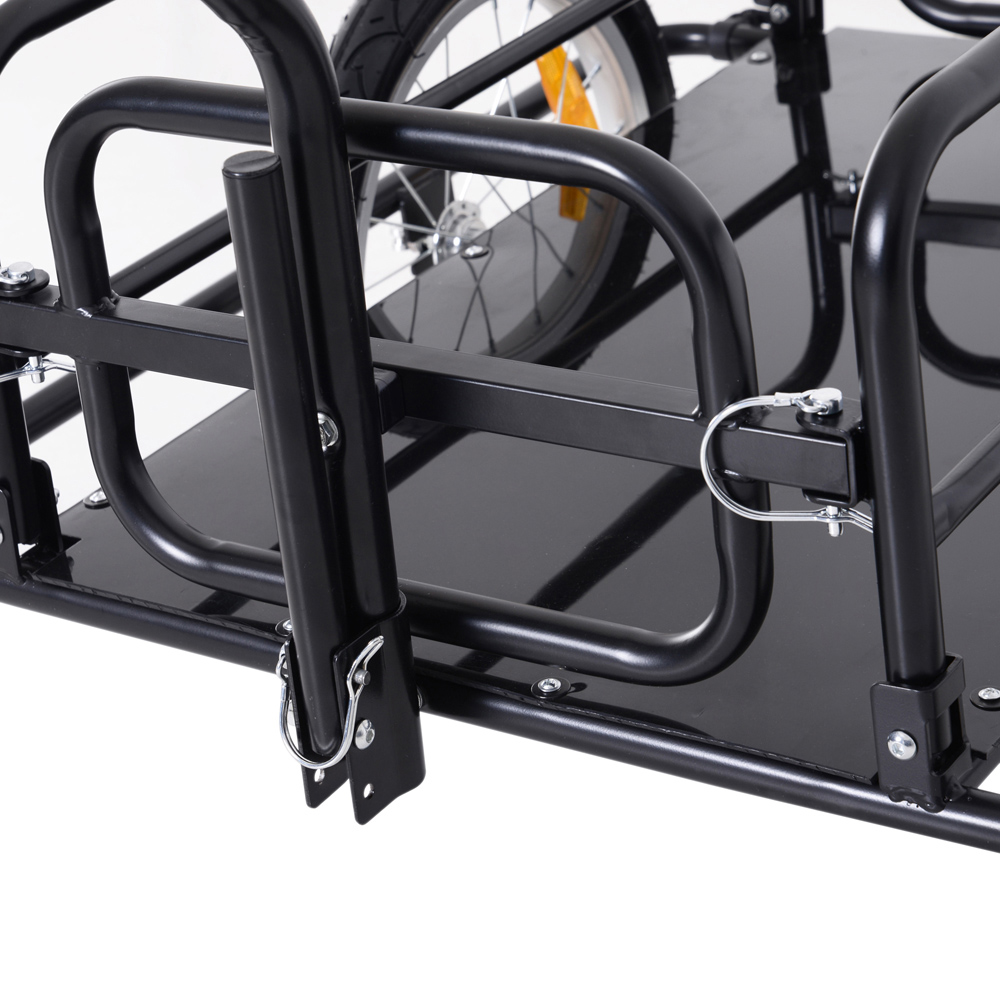 HOMCOM Black Foldable Bicycle Cargo Trailer with Hitch Image 4