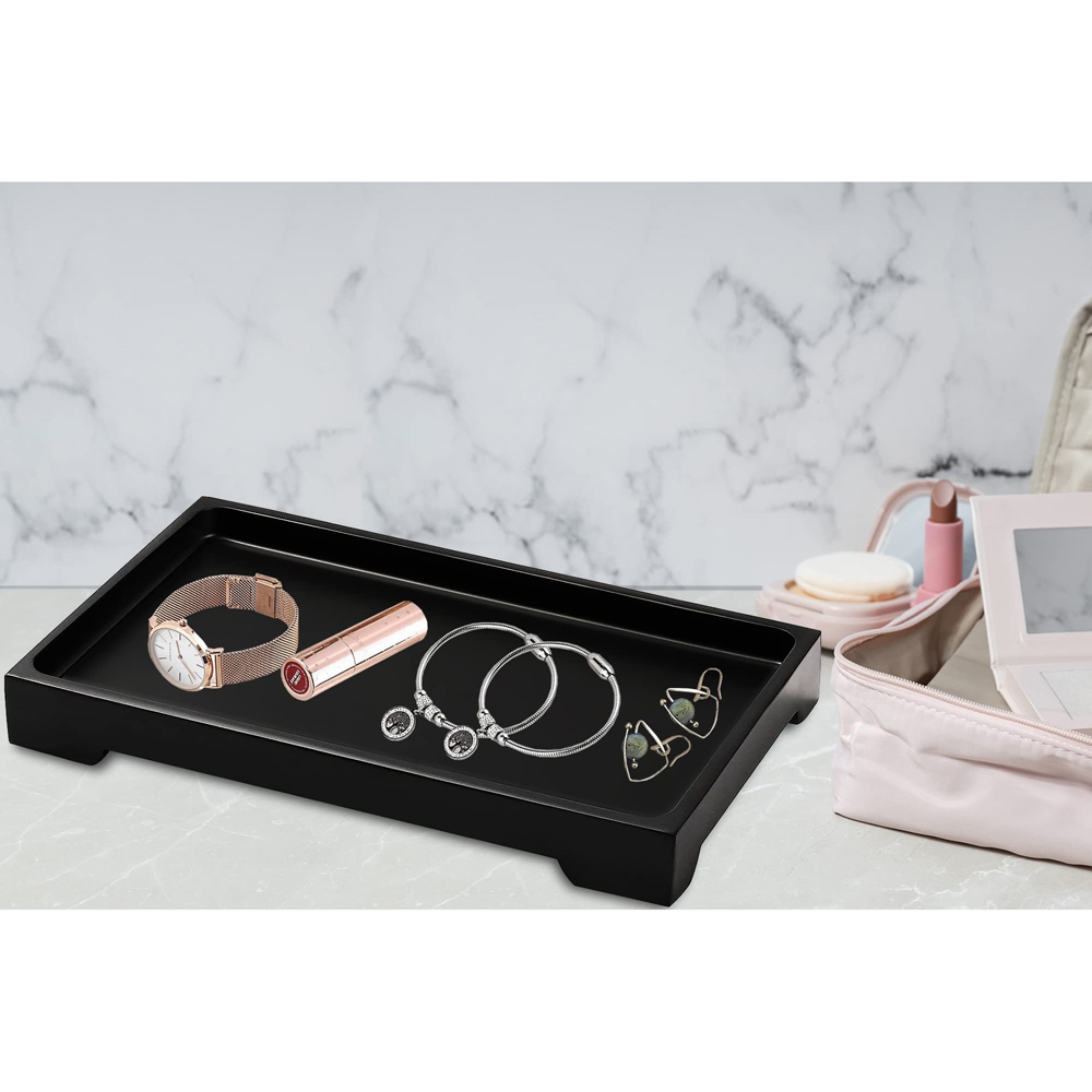 ATEK Medium Black Multi-Purpose Resin Vanity Serving Tray Image 4
