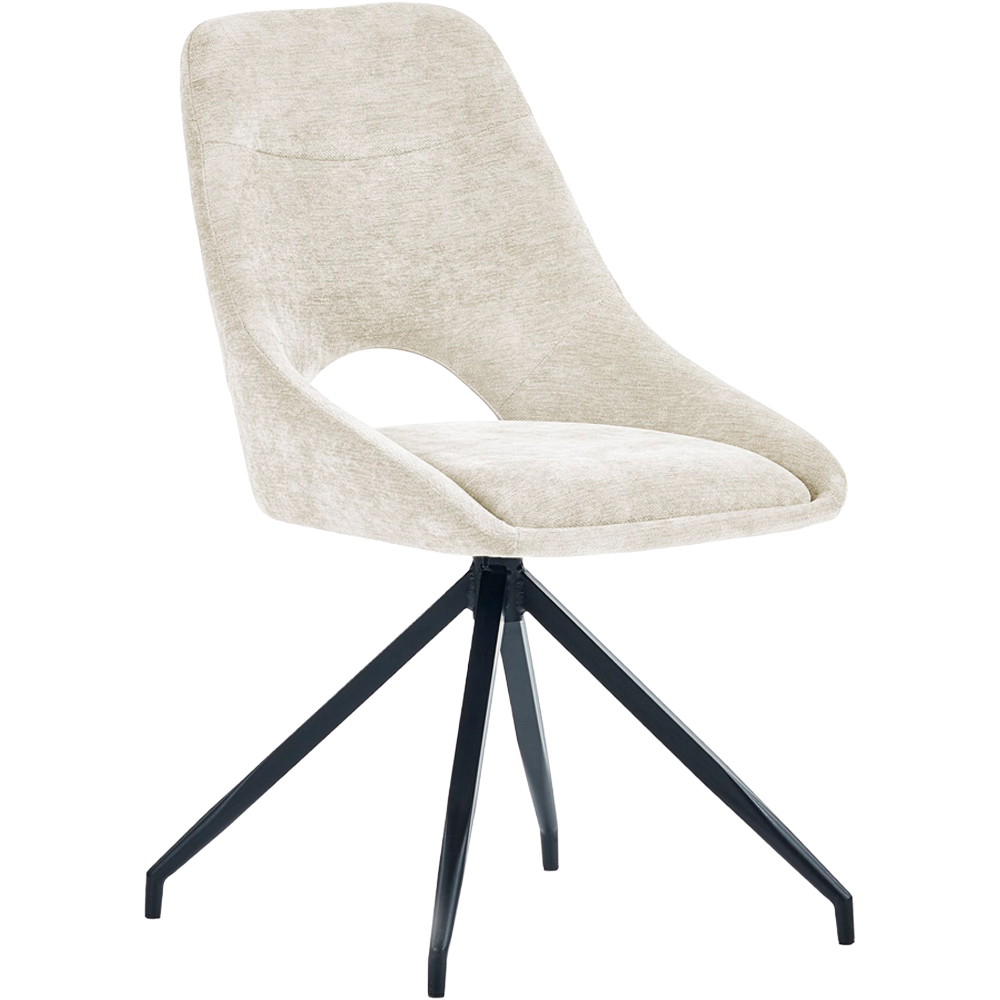 Julian Bowen Jonah Set of 2 Cream Chenille Upholstered Swivel Dining Chair Image 3