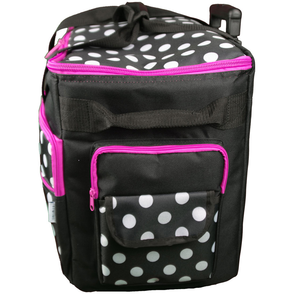 Sewing Online 006106-BLK-PINK Black White Spot Pink Trim Sewing Machine Trolley Bag 53 x 41 x 29cm Image 2