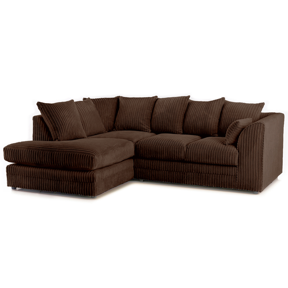 Portland Canolo Luxury 3 Seater Chocolate Jumbo Cord Left Hand Corner Chaise Sofa Image 2