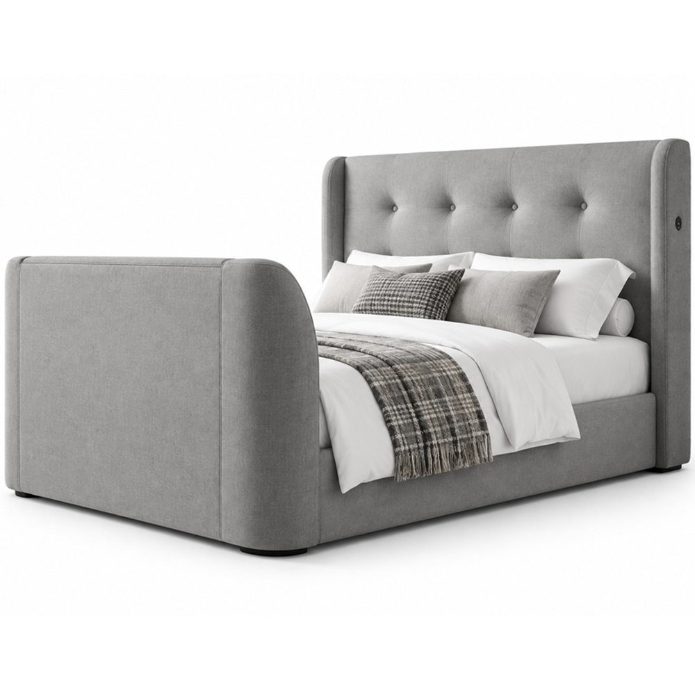 Webb Daniels MediaMax Small Double Smoke Grey Fabric Ottoman Media TV Bed with 4.1 Soundbar Image 2