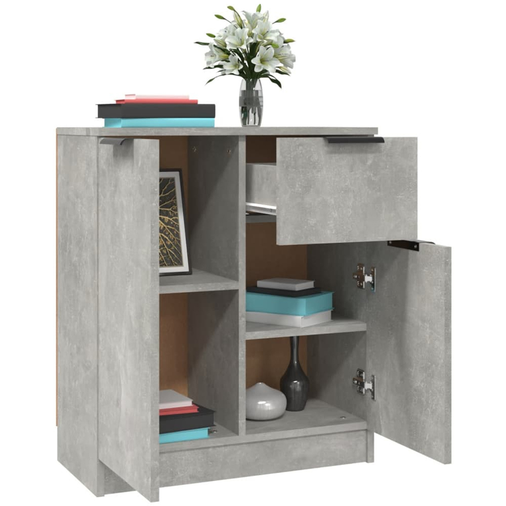 vidaXL 2 Door Single Drawer Concrete Grey Wooden Sideboard Image 4