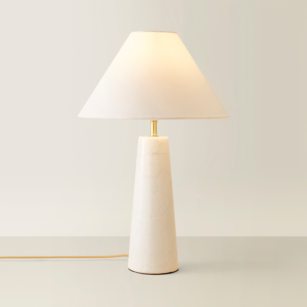 ValueLights Margot White Marble Taper Shade LED Table Lamp Image 5