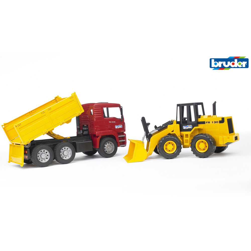 Bruder Kids MAN TGA Construction Truck and FR 13 Articulated Road Loader Playset Model Image 4