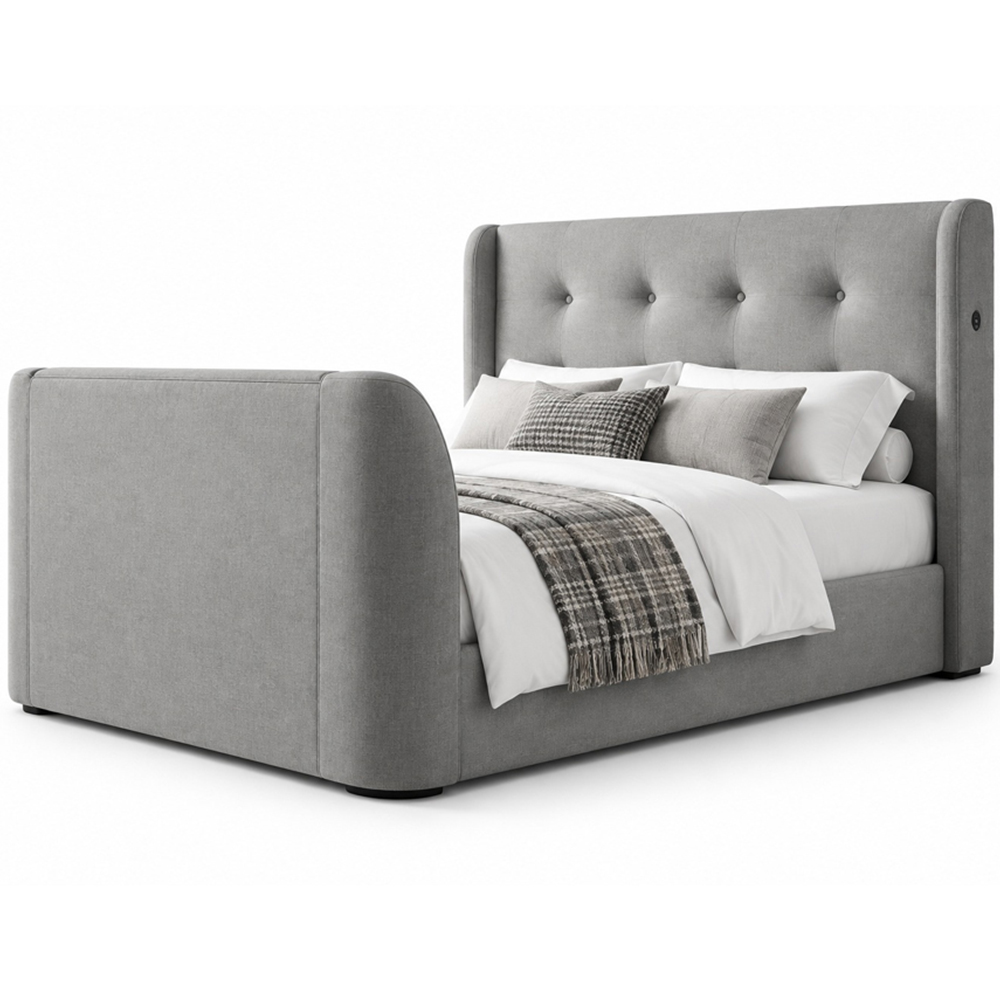 Webb Daniels MediaMax King Size Smoke Grey Fabric Ottoman Media TV Bed with 4.1 Soundbar Image 2