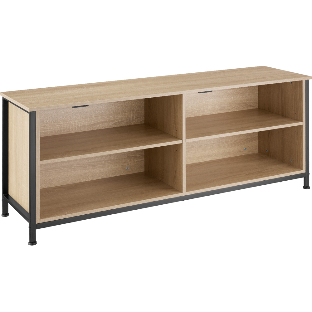 tectake Navan 4 Shelf Light Oak Sonoma Wooden TV Unit with 4 Cable Cutouts Image 2
