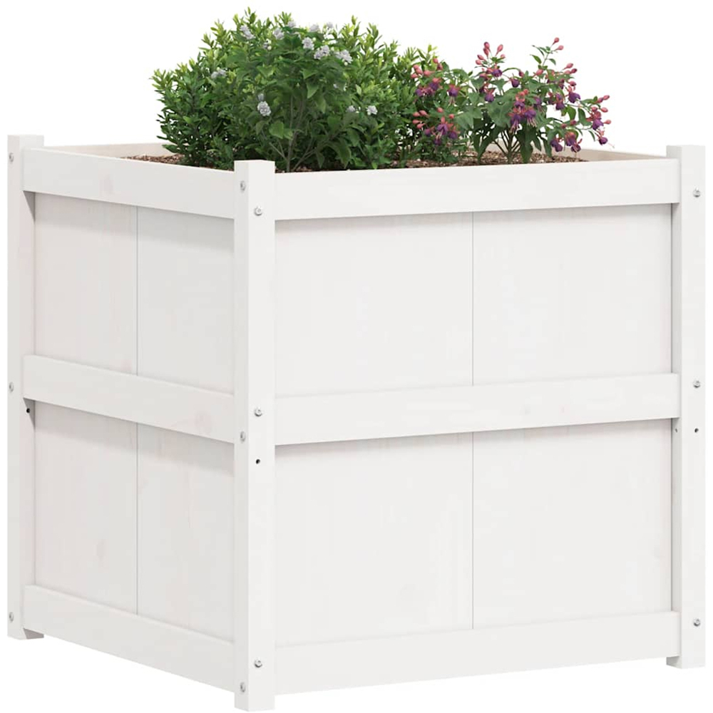 vidaXL White Solid Pine Wood Garden Planter 70 x 70 x 70cm Image 3