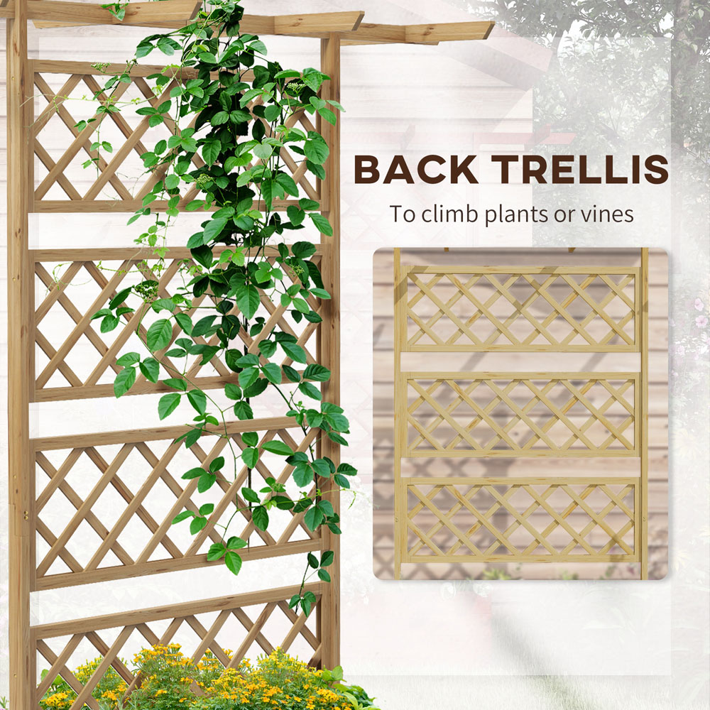 Outsunny Natural Wooden Raised Garden Bed Planter with Trellis 183 x 55 x 160cm Image 7