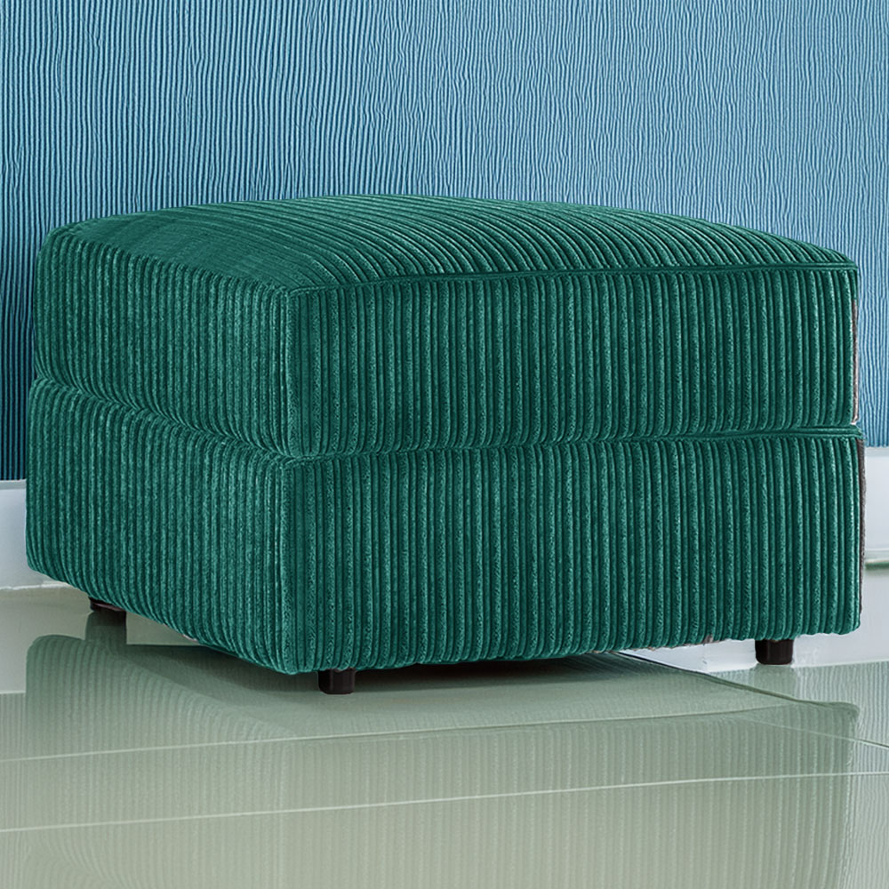 Luxor Teal Jumbo Cord Footstool Image 1