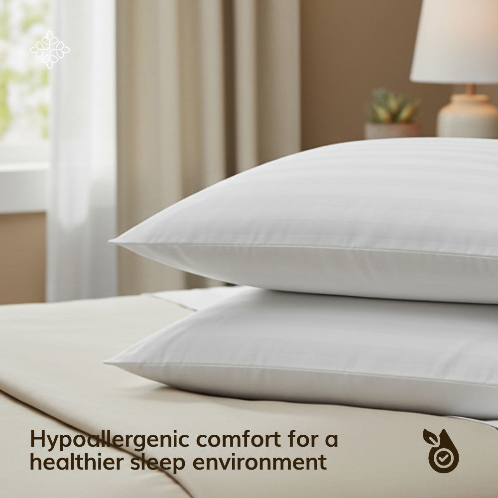 Opulent Home White Striped Soft-Medium Anti-Allergy Pillow 2 Pack Image 4