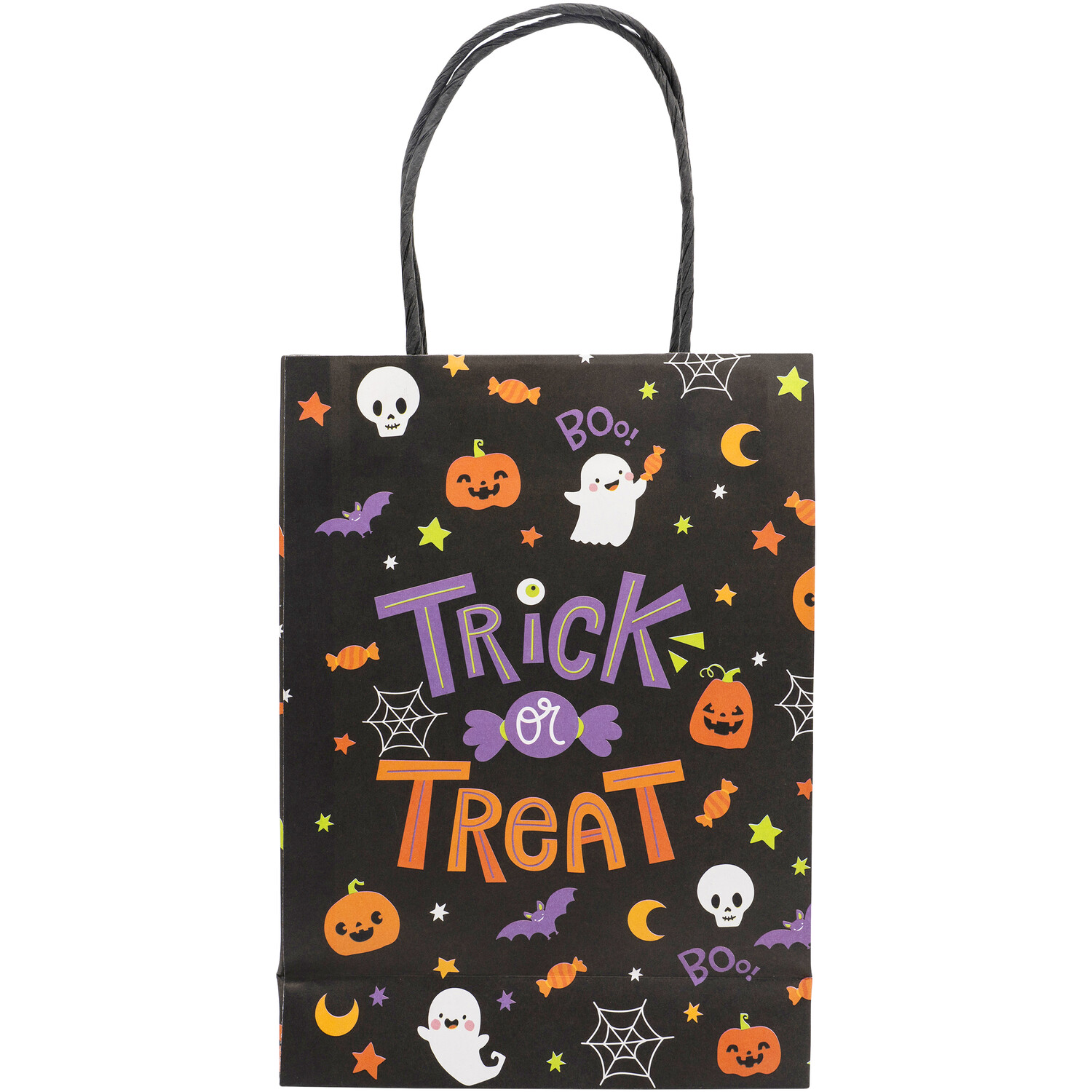 Pack of 8 Trick or Treat Party Bags Black Image 3