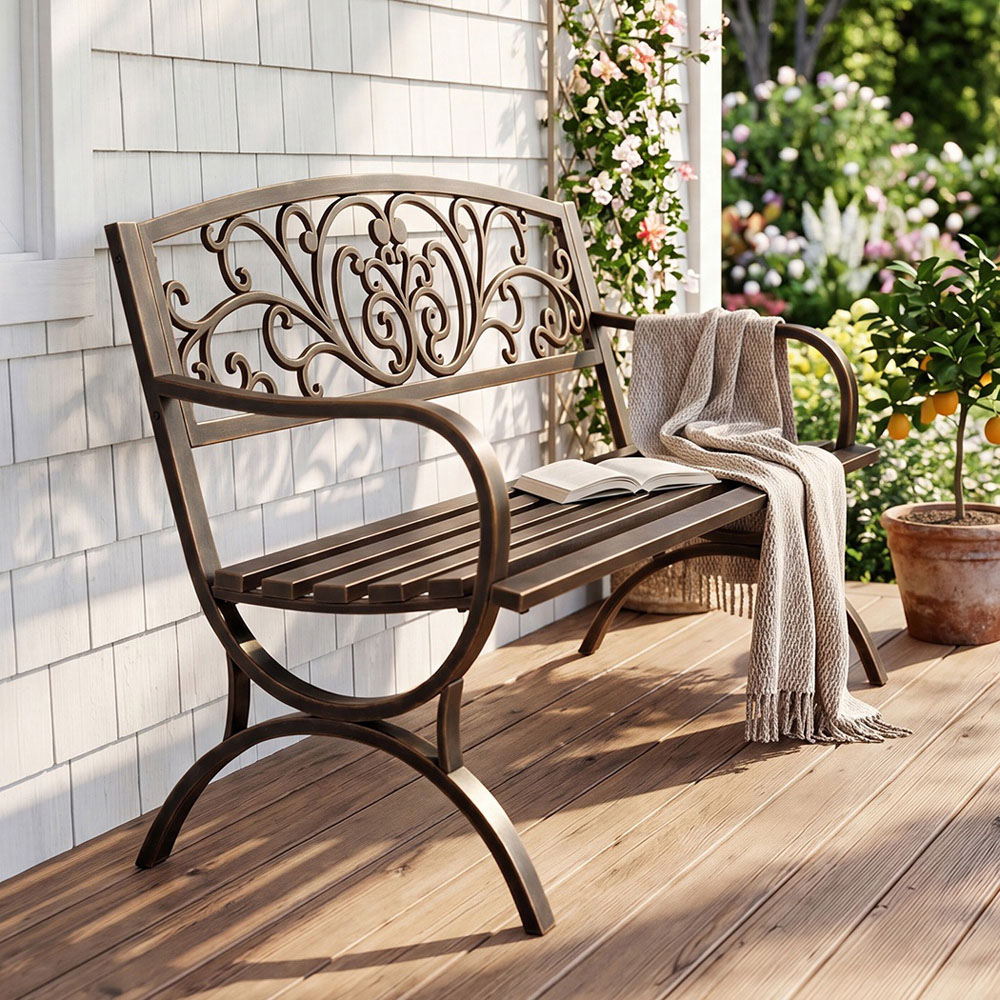 Levede 2-3 Seater Bronze Butterfly Metal Garden Bench Image 3