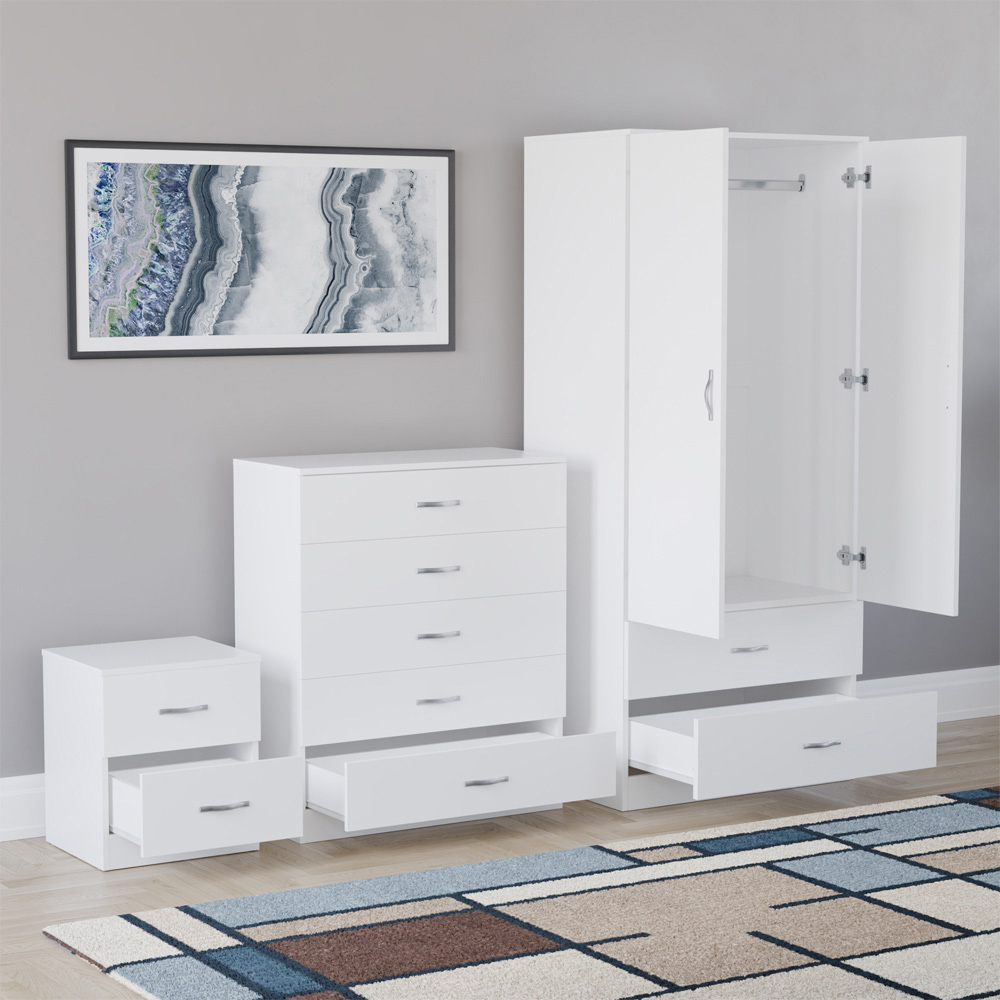 VIDA DESIGNS Riano White 3 Piece Bedroom Furniture Set Image 4