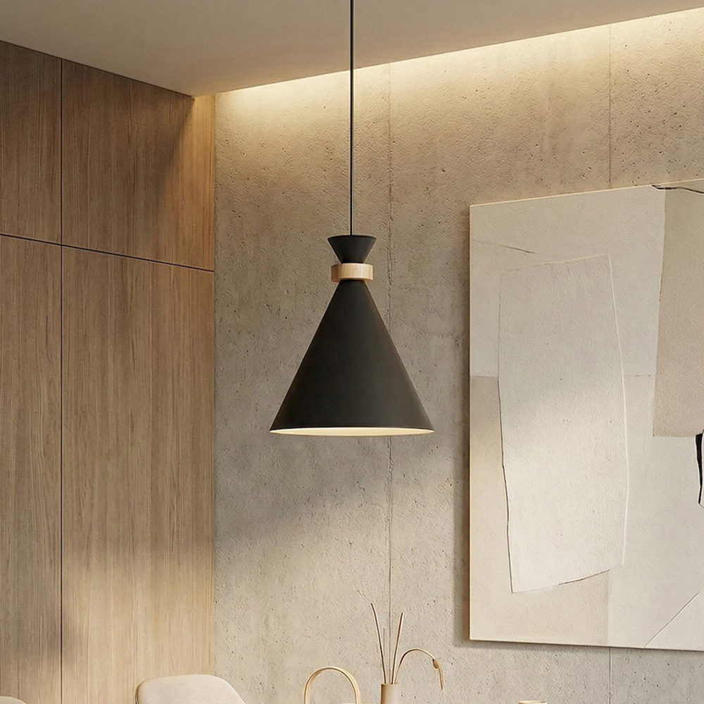 Emibig Zero Dome Shade Black E27 Ceiling Pendant Light Image 2