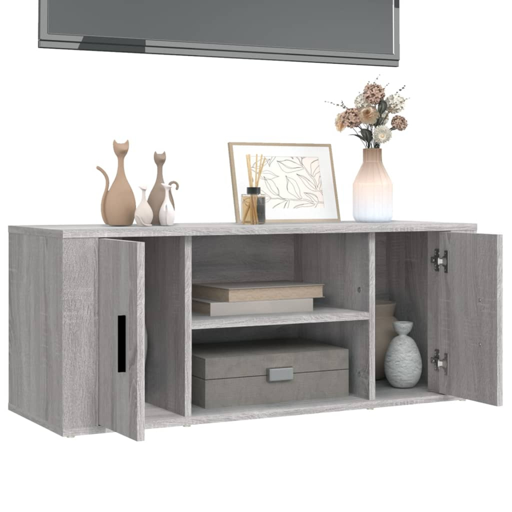 vidaXL 2 Door 2 Shelf Grey Sonoma TV Cabinet Image 4