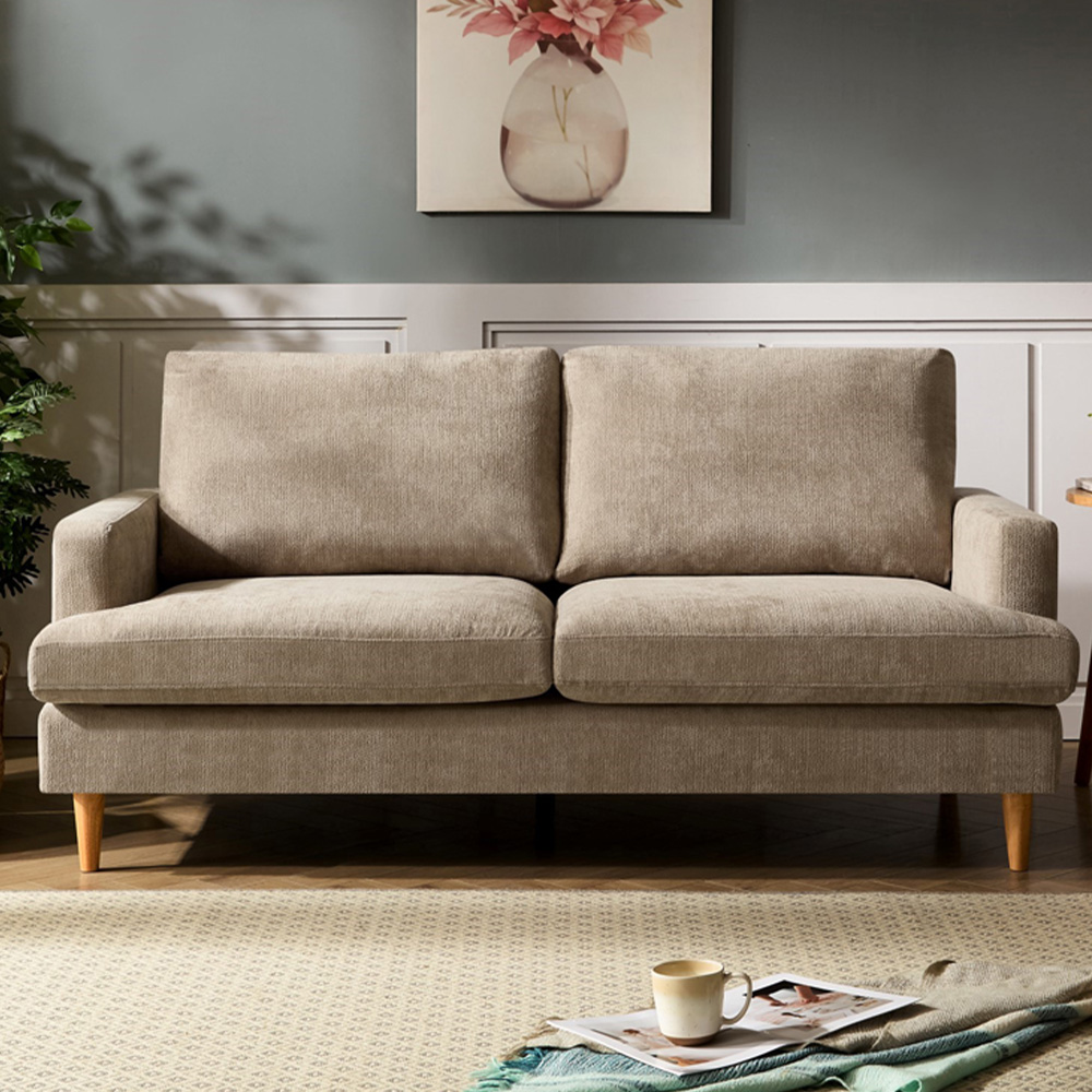 Artemis Home Newsome 3 Seater Light Brown Fabric Sofa Image 1