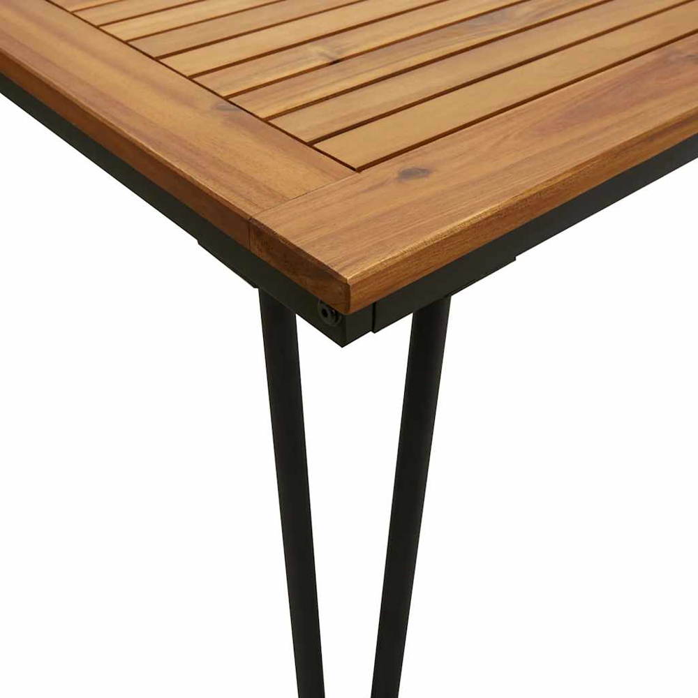 vidaXL Brown and Black Solid Wood Acacia Garden Table with Hairpin Legs 180cm Image 7