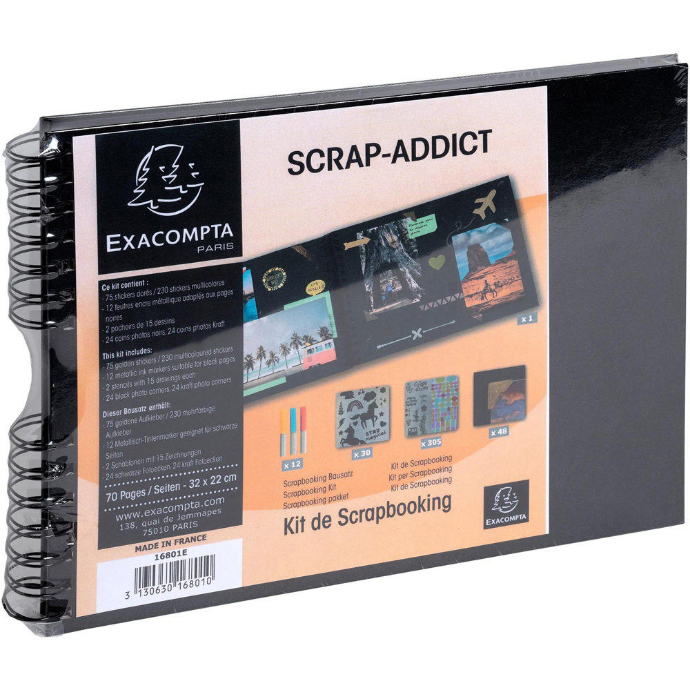 Exacompta Scrap-Addict Black Spiral Scrapbook Kit 70 Pages 210 Photos Image 7