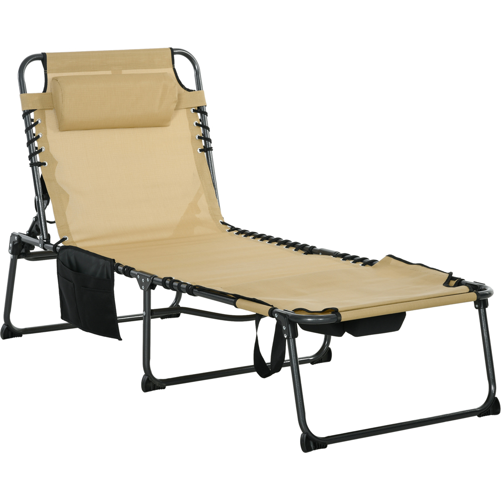 Outsunny Beige Folding Recliner Sun Lounger Image 2