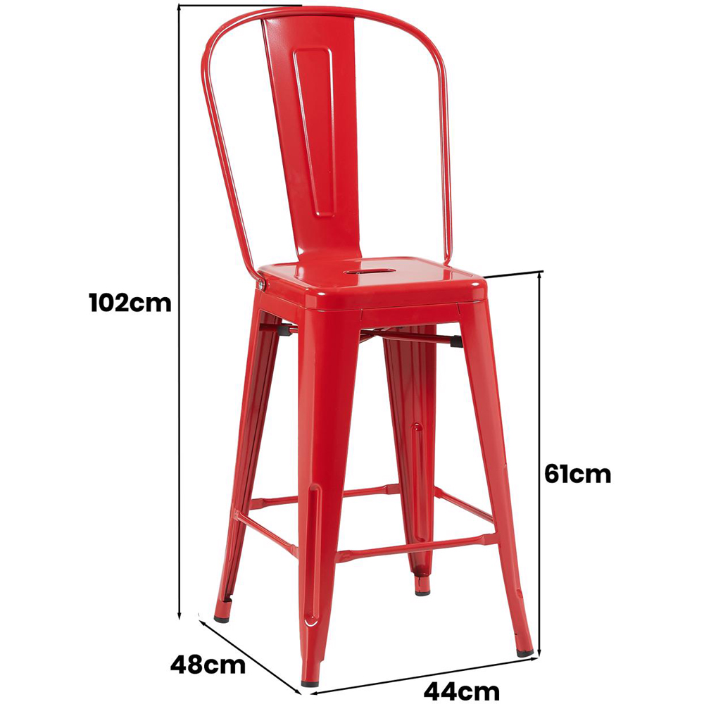 FWStyle Red Gloss Metal Bar Chair 4 Pack Image 6