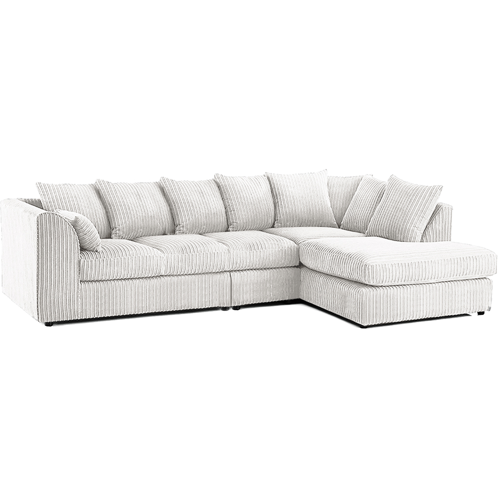 Luxor 4 Seater Silver Jumbo Cord Right Hand Facing Scatter Back L Shaped Corner Sofa Set Image 2