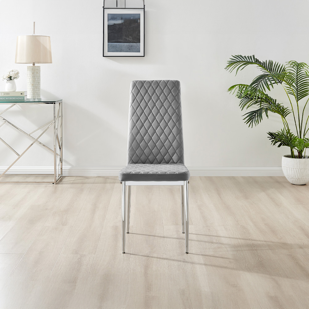 Furniturebox Arona Valera 4 Seater Round Dining Set Grey and Chrome Image 5