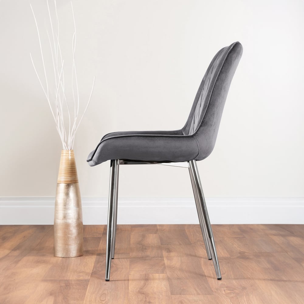 Furniturebox Lucia Cesano 6 Seater Dining Set Grey Gloss Grey and Chrome Image 4