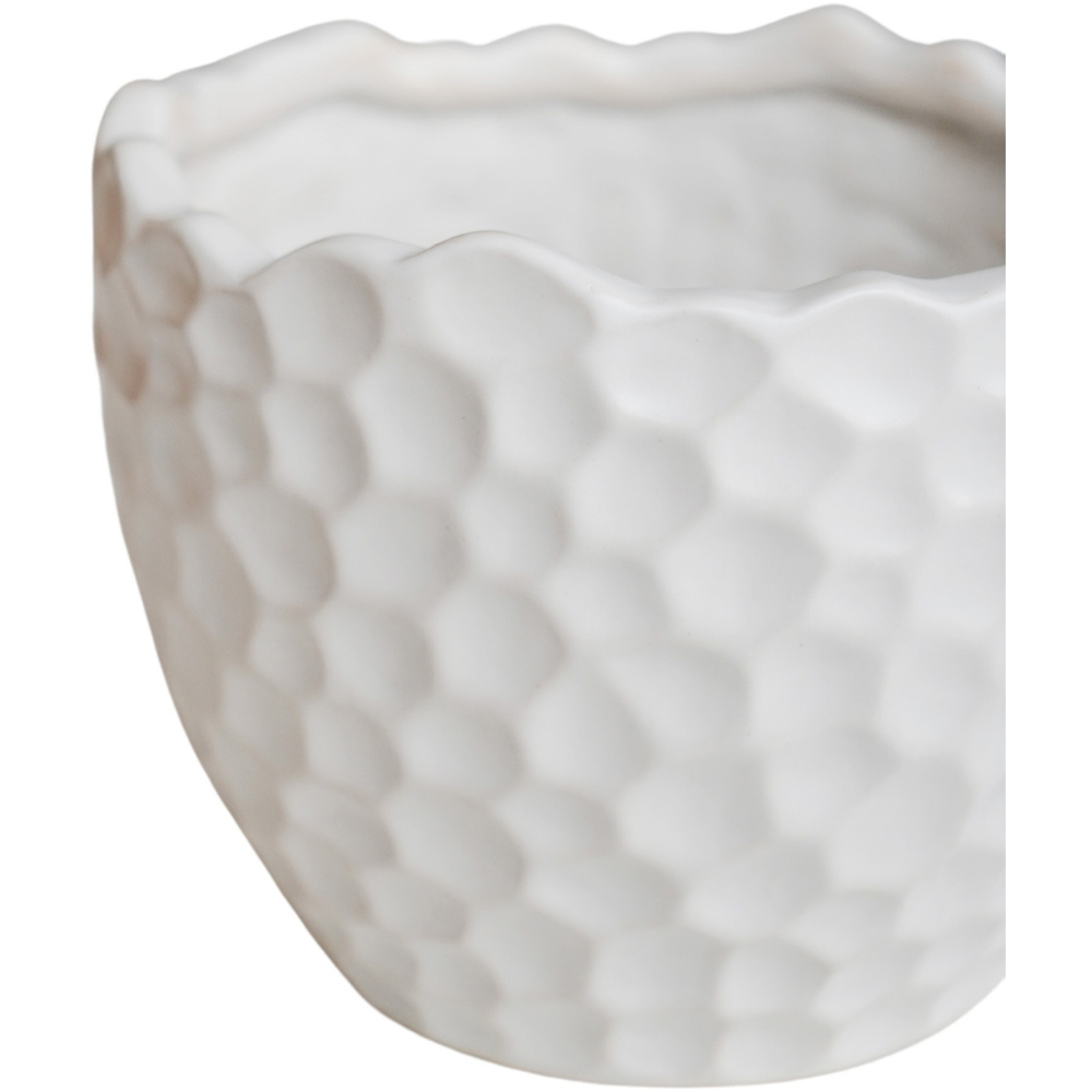 Ivyline Kew White Ceramic Botanical Textured Matt Satin Glaze Indoor Planter 21cm Image 3