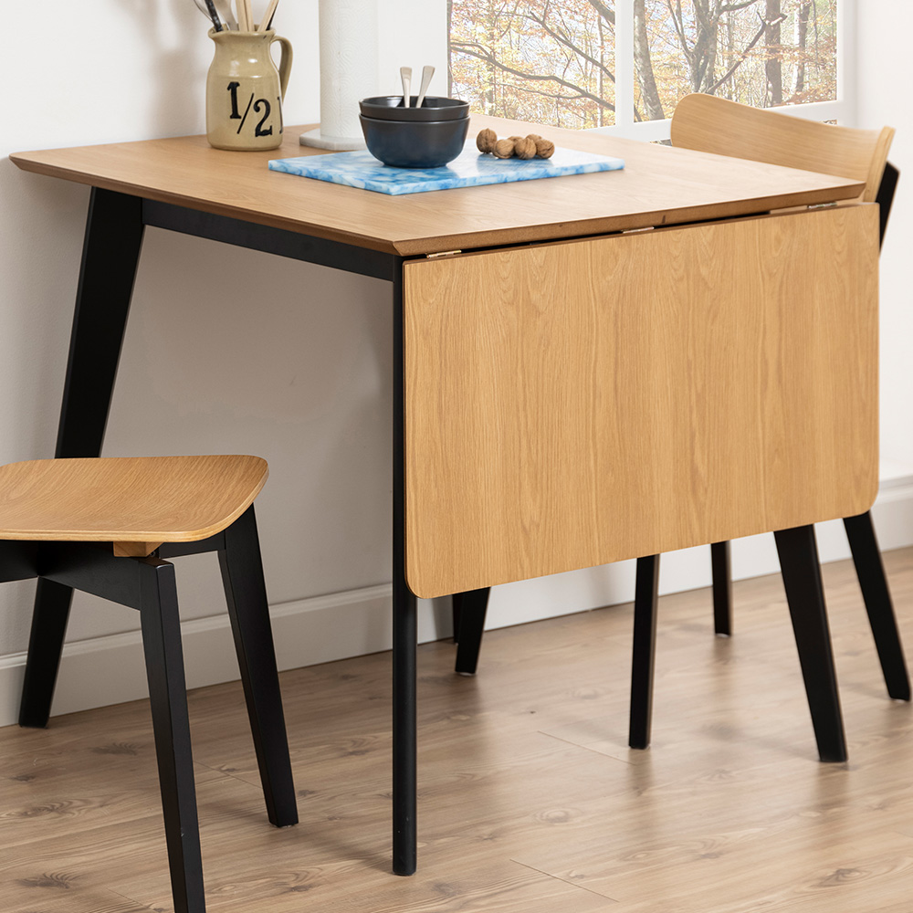 Florence Roxby 80 to 120cm Extending Dining Table Oak and Black Image 1