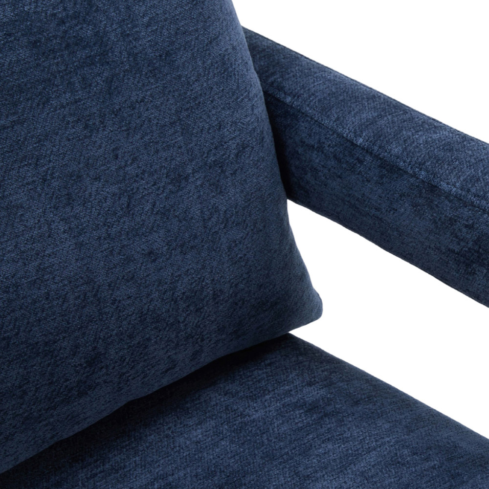 Living and Home Dark Blue Chenille Upholstered Accent Chair with Lumbar Pillow Image 4