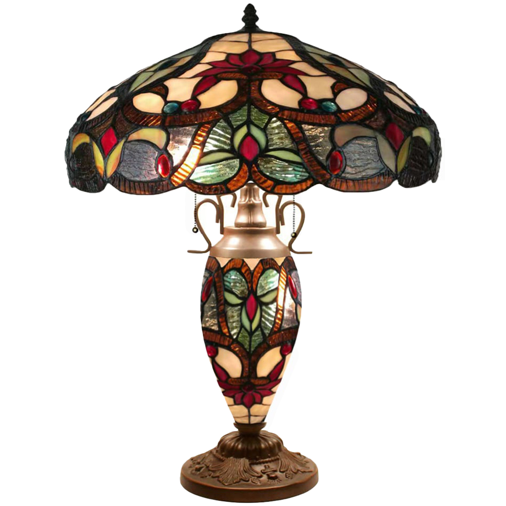 Acacia Home Tiffany Multicolour Double Shade Table Lamp 45.7cm Image 1