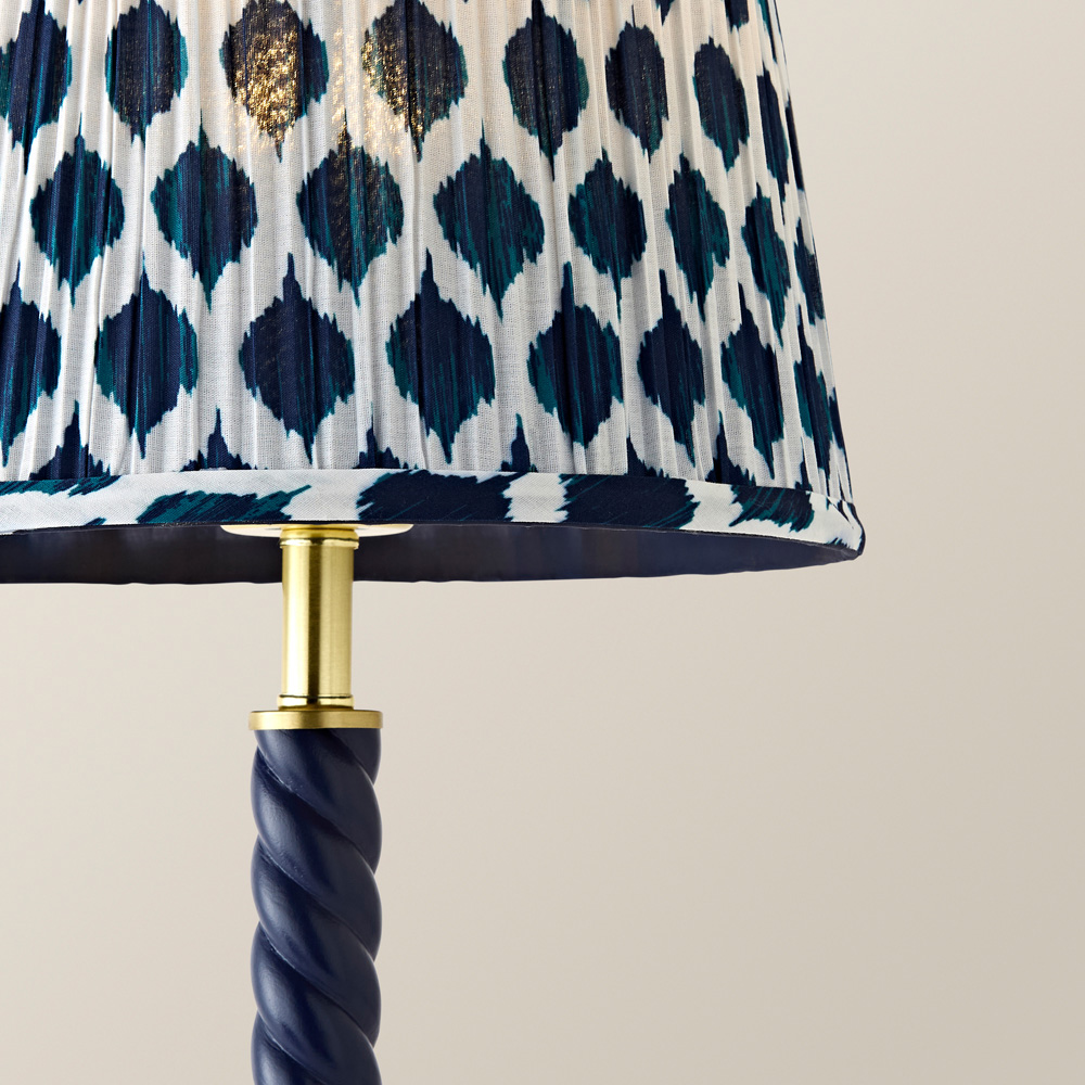 ValueLights Amara Blue Ikat Pleated Shade Navy Twist Table Lamp with Bulb Image 4