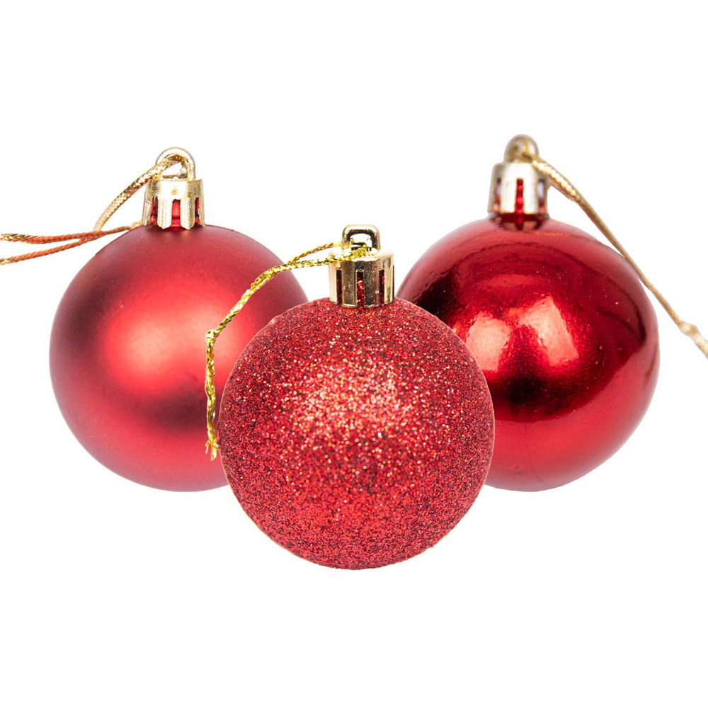 Shatchi 5cm Dark Red Luxury Bauble 9 Pack Image 2