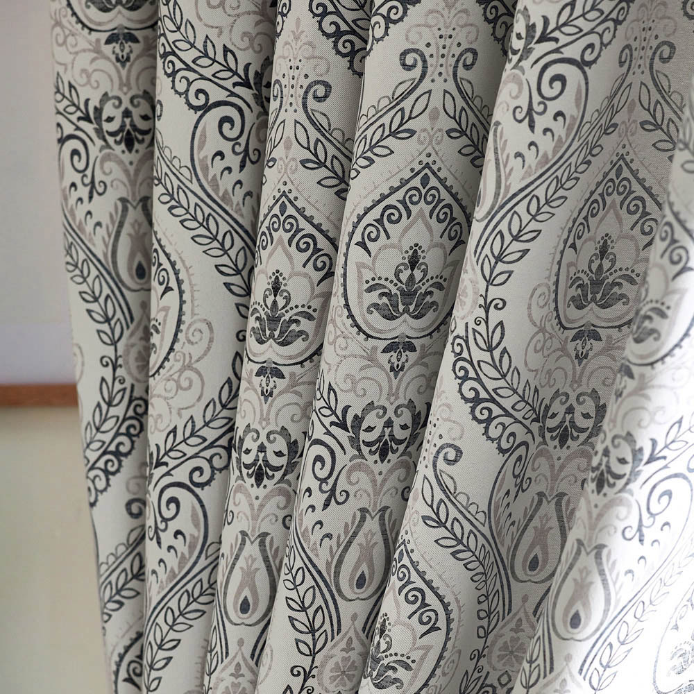 Alan Symonds Victoria Silver Room Darkening Ring Top Eyelet Curtains 168 x 229cm Image 3
