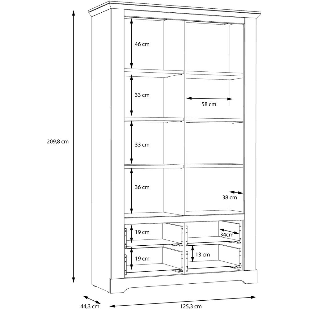 Florence Illopa 2 Door 2 Drawer Nelson and Snowy Oak Display Cabinet Image 9