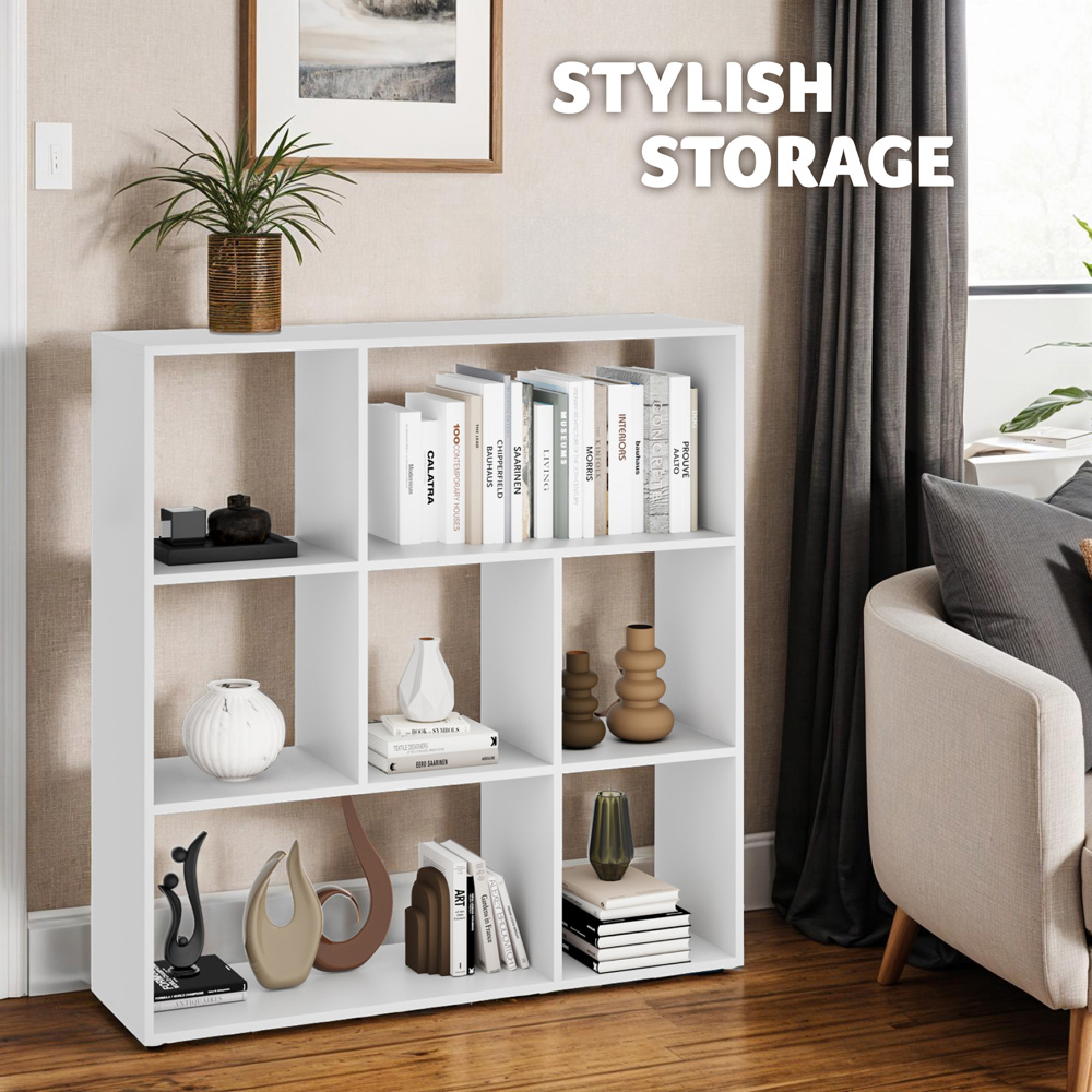 tectake Tartu 7 Shelf White Bookshelf Image 7