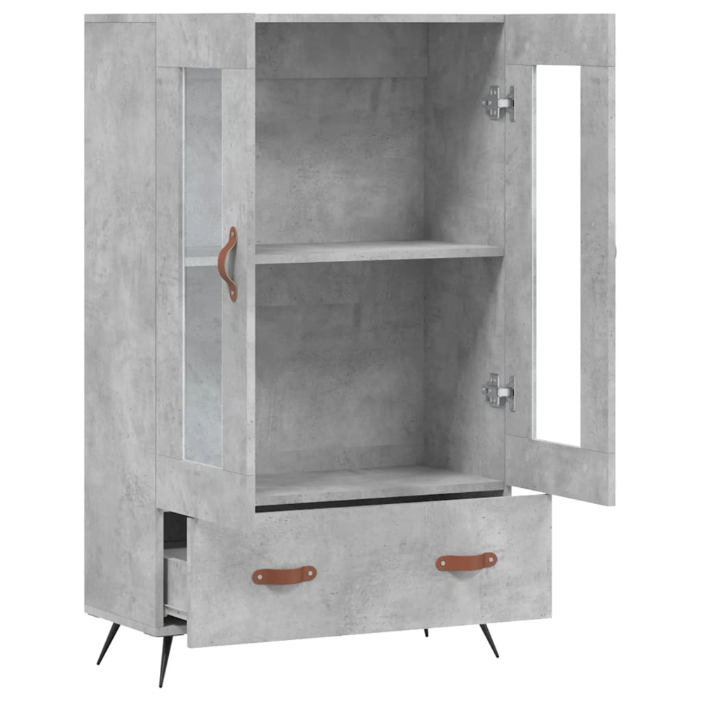 vidaXL 2 Glass Door Single Drawer Concrete Grey Highboard Image 5