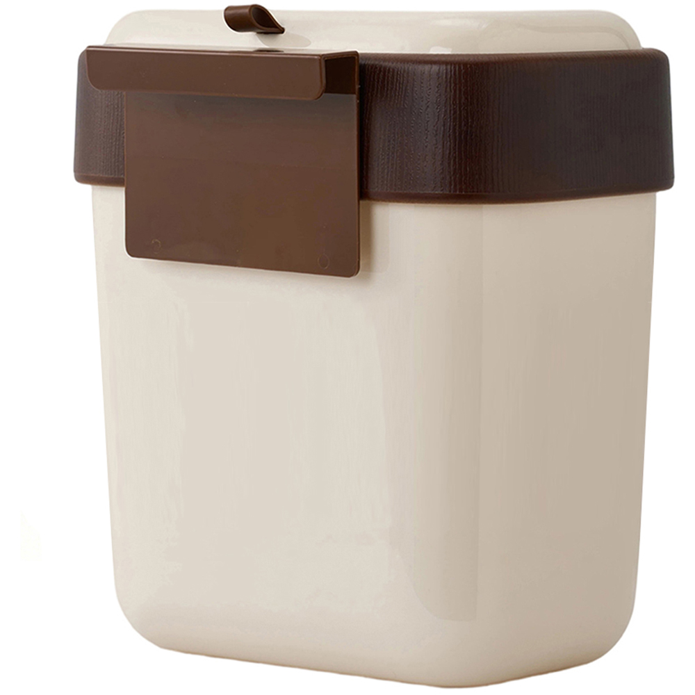 Living and Home Cream White Hanging Kitchen Bin with Lid 9L Image 4