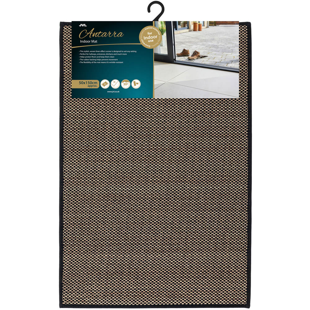 JVL Antarra Black and Brown Rubber Backed Door Mat and Runner Set Image 5
