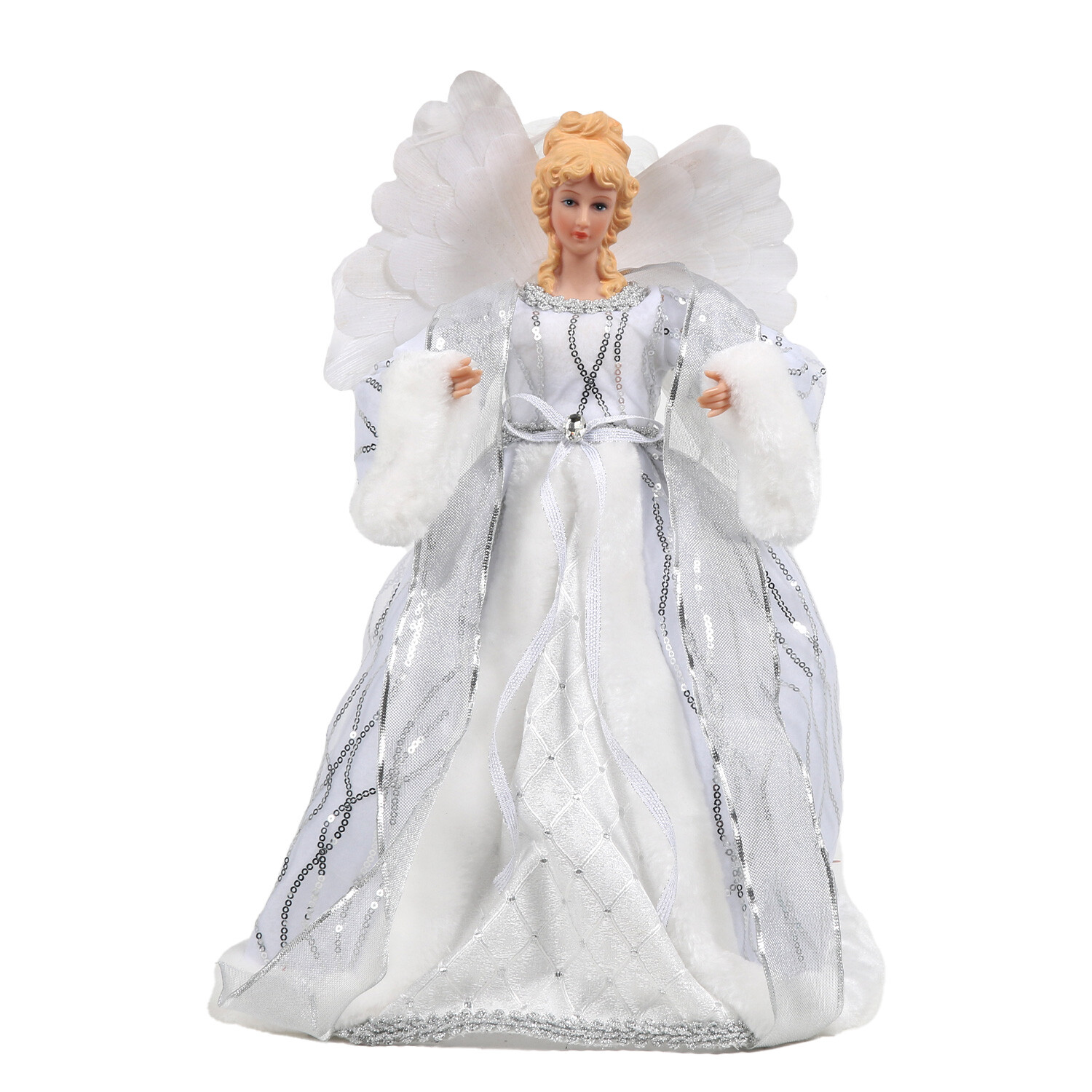 Gold or Silver Standing Angel With LED Wings - White Image 1