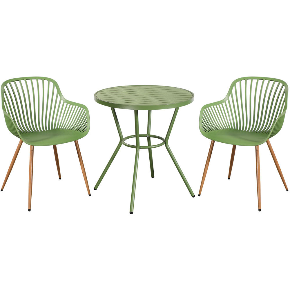 Core Products 2 Seater Moss Green Sunray Design Round Plastic Table Garden Bistro Set Image 2